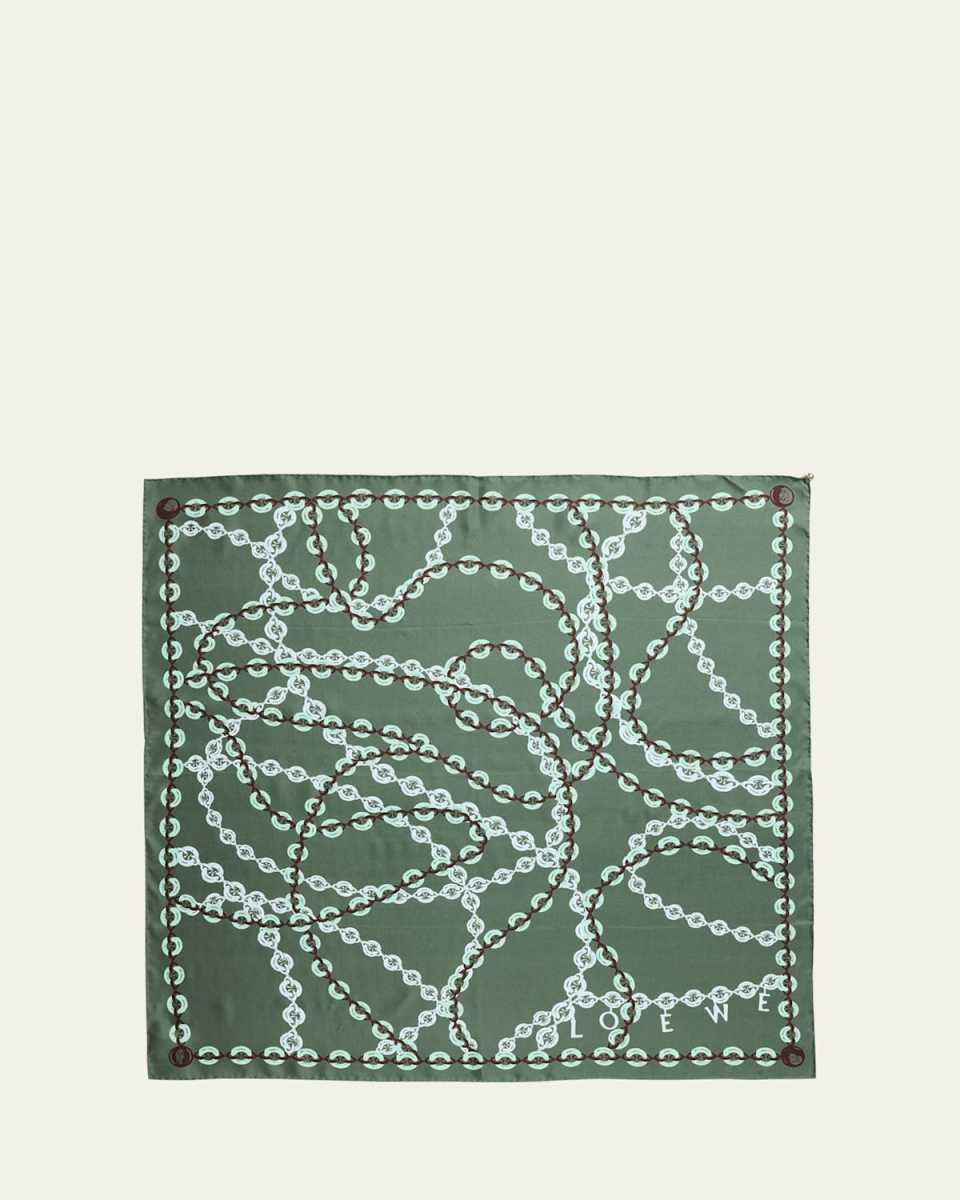 Donut Chain Printed Silk Scarf with Detachable Pebble